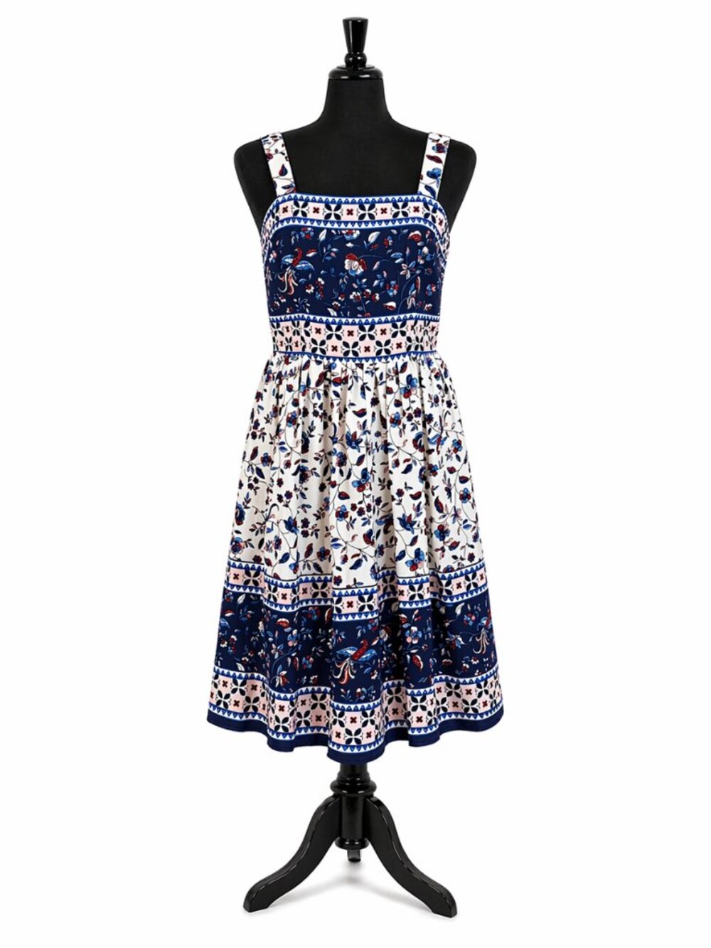 Eliza J Floral Square Neck Linen Blend Folkloric Sundress - Size 10